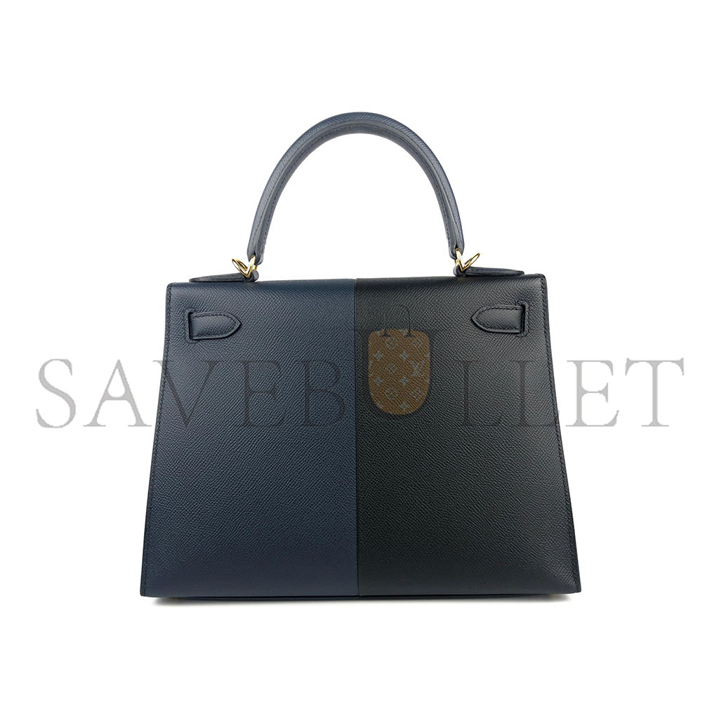 HERMÈS MASTER KELLY 25 BLACK BLUE EPSOM GOLD (25*17*7cm) 